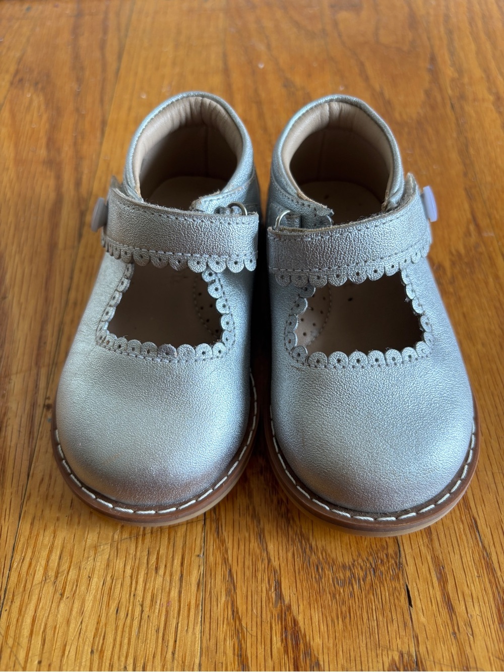 Elephantito Silver Scalloped Mary Janes for Kids
